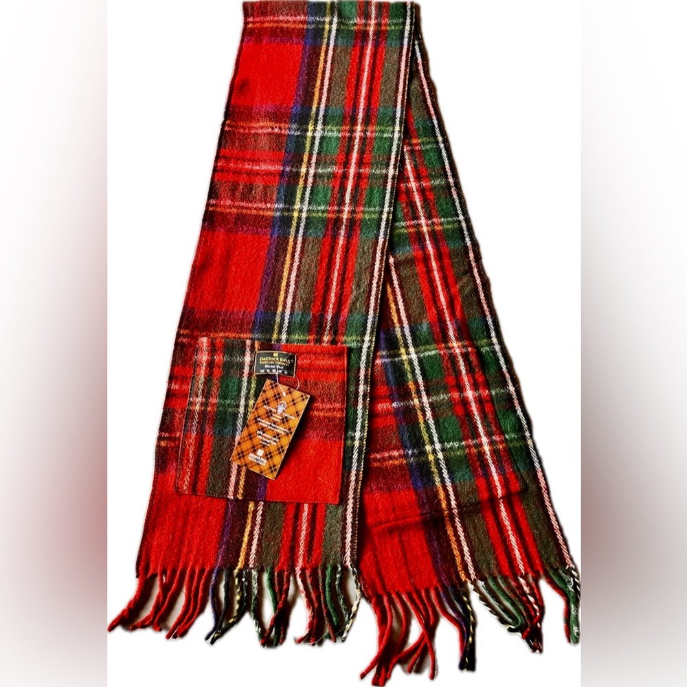 Patrick King Woollen Co Pocket Scarf Royal Stewart Red Plaid 11x72 Unisex
